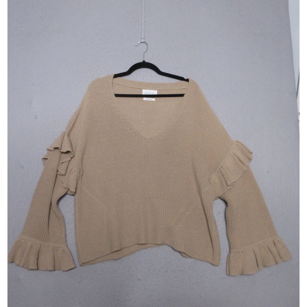 Eleven Six Sweater XS Small Ruffle Baby Alpaca Made in Peru Knit Relaxed